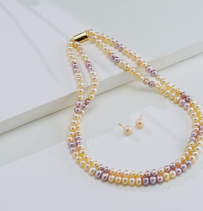 6.0-7.0mm Near Round Multicolor Freshwater Pearl Set - AA Quality