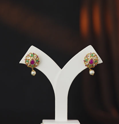 Classic Ruby Emerald Stone Earrings