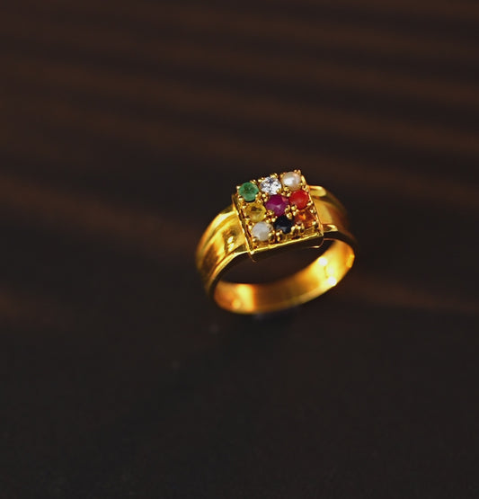 Exquisite Gold Navratan Stone Ring