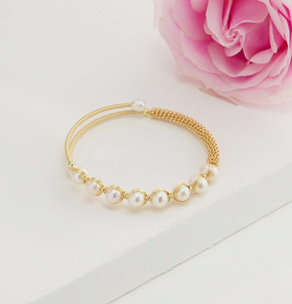 Edgy Near Round Freshwater Pearl Bracelet
