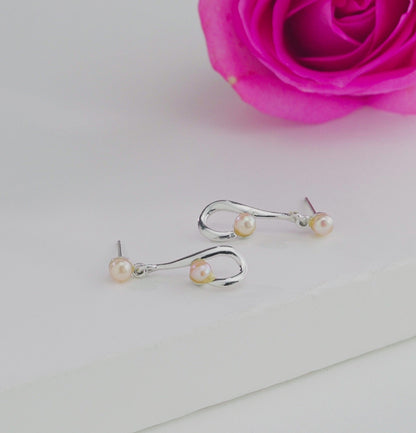 Pink Stylish Pearl Stud Earrings
