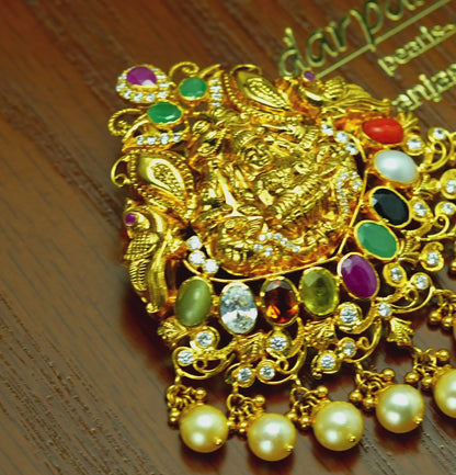 Dramatic Gold Navaratna Locket