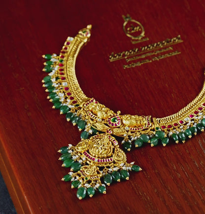 Trendy Emerald Gold Necklace