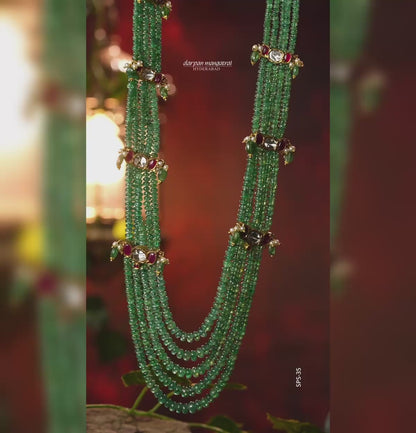 Modern Emerald Side Piece Necklace