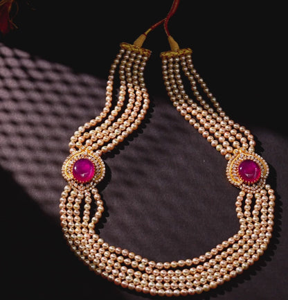 Distinctive Pearl Stone Side Piece Necklace
