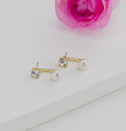 Designer White Stone Pearl Stud Earrings
