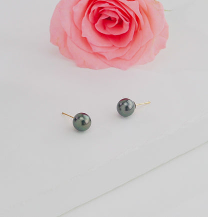 12.0-13.0mm Round Greenish Black Tahitian South Sea Pearl Tops