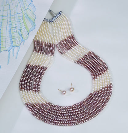 3.0-4.0mm Button Multicolor Freshwater Pearl Necklace Set - AA Quality