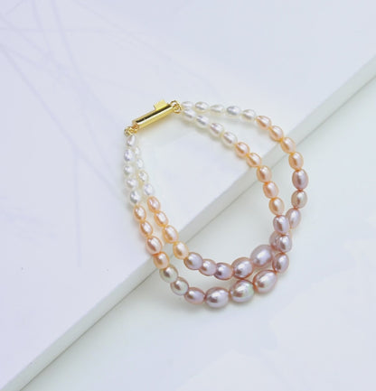 Subtle Drop Grading Multicolor Freshwater Pearl Bracelet