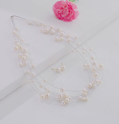Fancy Wire Freshwater Pearls Necklace