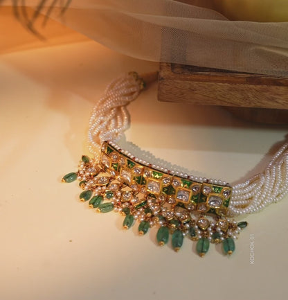 Sparkling Polki Kundan Pearl Choker