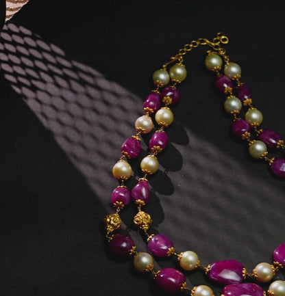 Sleek Ruby Pearl Taar Mala