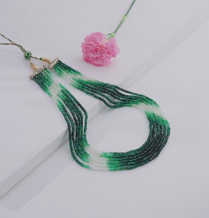 Natural Emerald Shaded Mala