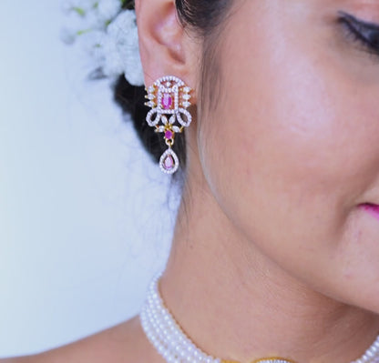 Alluring Red Stone Freshwater Pearl Choker Set