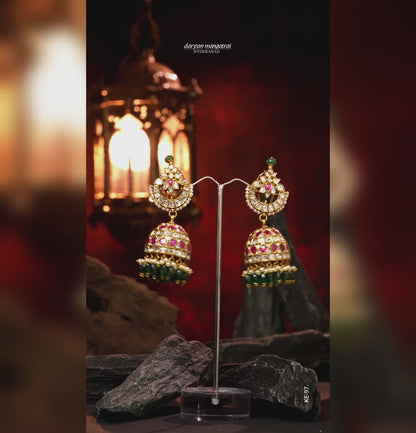 Trendy Kundan Gold Ruby Jhumka