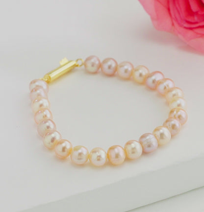 Pink Near Round Freshwater Pearl Bracelet