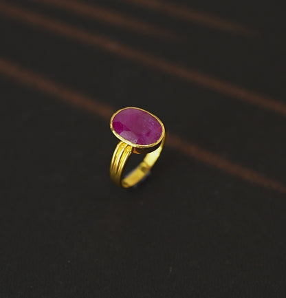 Natural Ruby Gold  Stone Ring