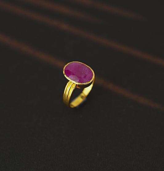 Natural Ruby Gold  Stone Ring