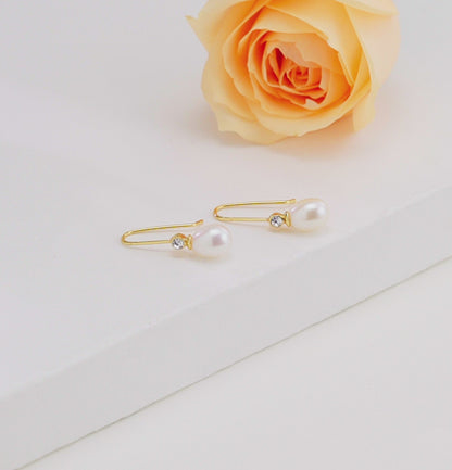 Delicate Drop White Pearl Stud Earrings