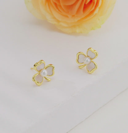 Classy White Pearl Stud Earrings
