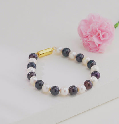 7.0-8.0mm Multicolor Near Round Freshwater Pearl Bracelet