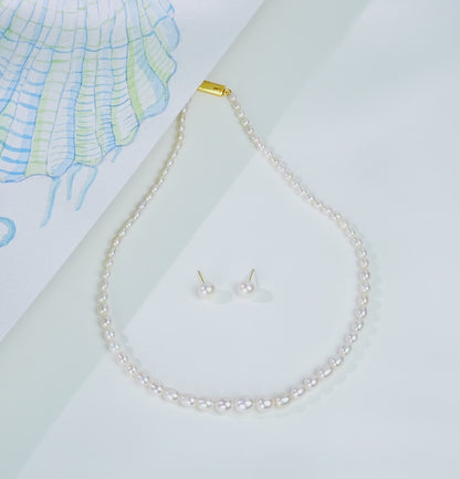 Grading White Drop Freshwater Pearl Necklace Set - AA Quality