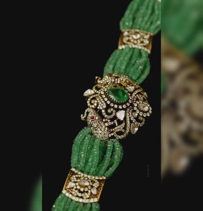 Vintage Emerald beads With Polki Choker