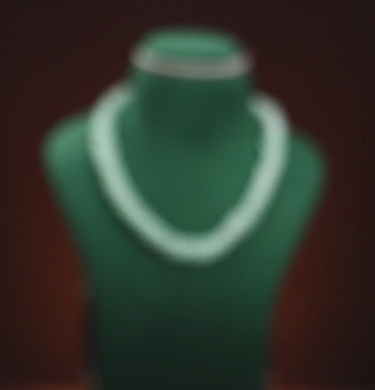 Natural Shaded Green Emerald And 1.0-2.0mm Seed Freshwater Pearls Necklace Set - AAA Quality