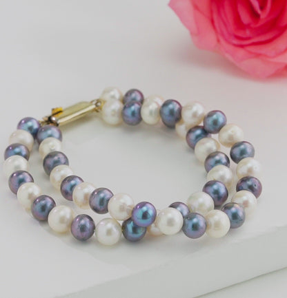 Multicolor Near Round Freshwater Pearl Bracelet