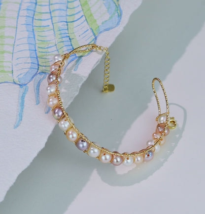 Classic Near Round Multicolor Pearl Bracelet