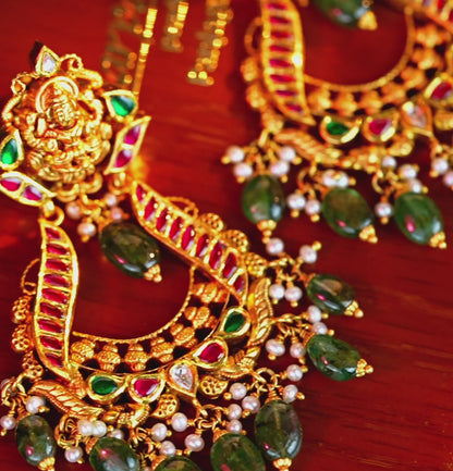 Charming Gold Ruby Emerald Earring