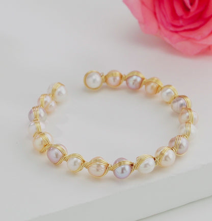 Glamorous Multicolor Near Round Freshwater Pearl Bracelet