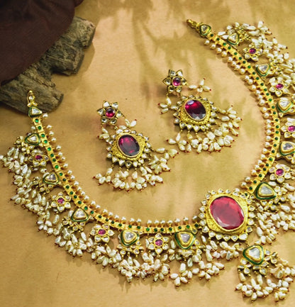 Striking Polki  Kundan Guttapusalu Necklace Set