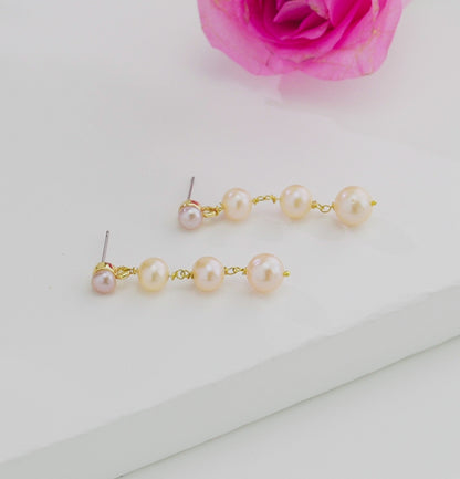 Edgy Grading Freshwater Pearl Hanging Earrings