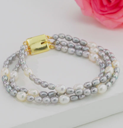 Grey Multicolor Drop Freshwater Pearl Bracelet