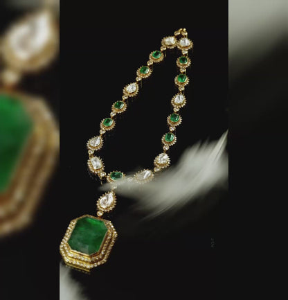 Luxurious Emerald Polki Necklace