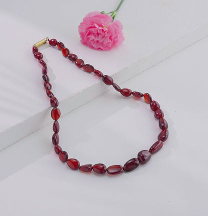 Natural Garnet Beads & Gomed Beads Necklace