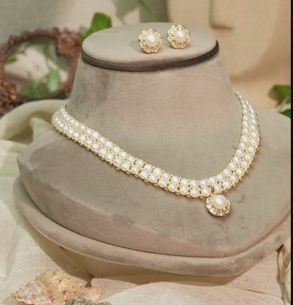 Precious Fancy Button Freshwater Pearl Necklace Set