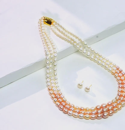 Grading Multicolor Drop Freshwater Pearl Necklace Set - AA Quality