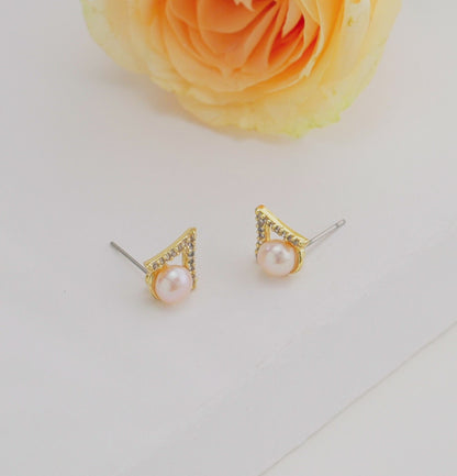 Angelic Pink Pearl Stud Earrings