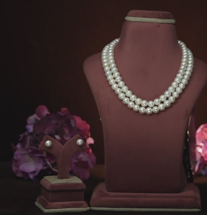 9.0-10.0mm White Near Round Freshwater Pearl Necklace Set - A Quality