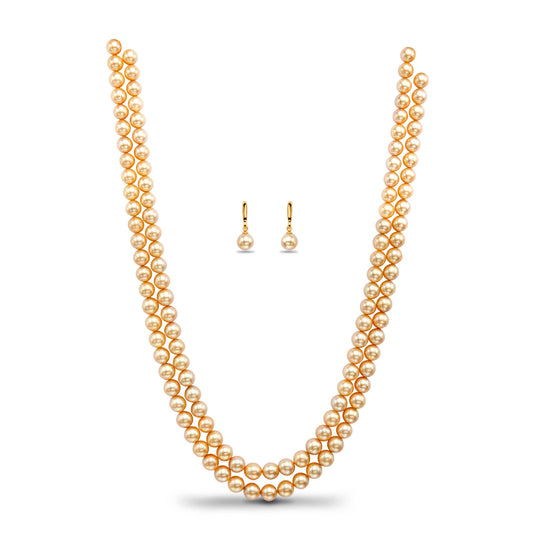 Grading Golden Round  Saltwater Akoya Pearls Necklace Set - AA Quality
