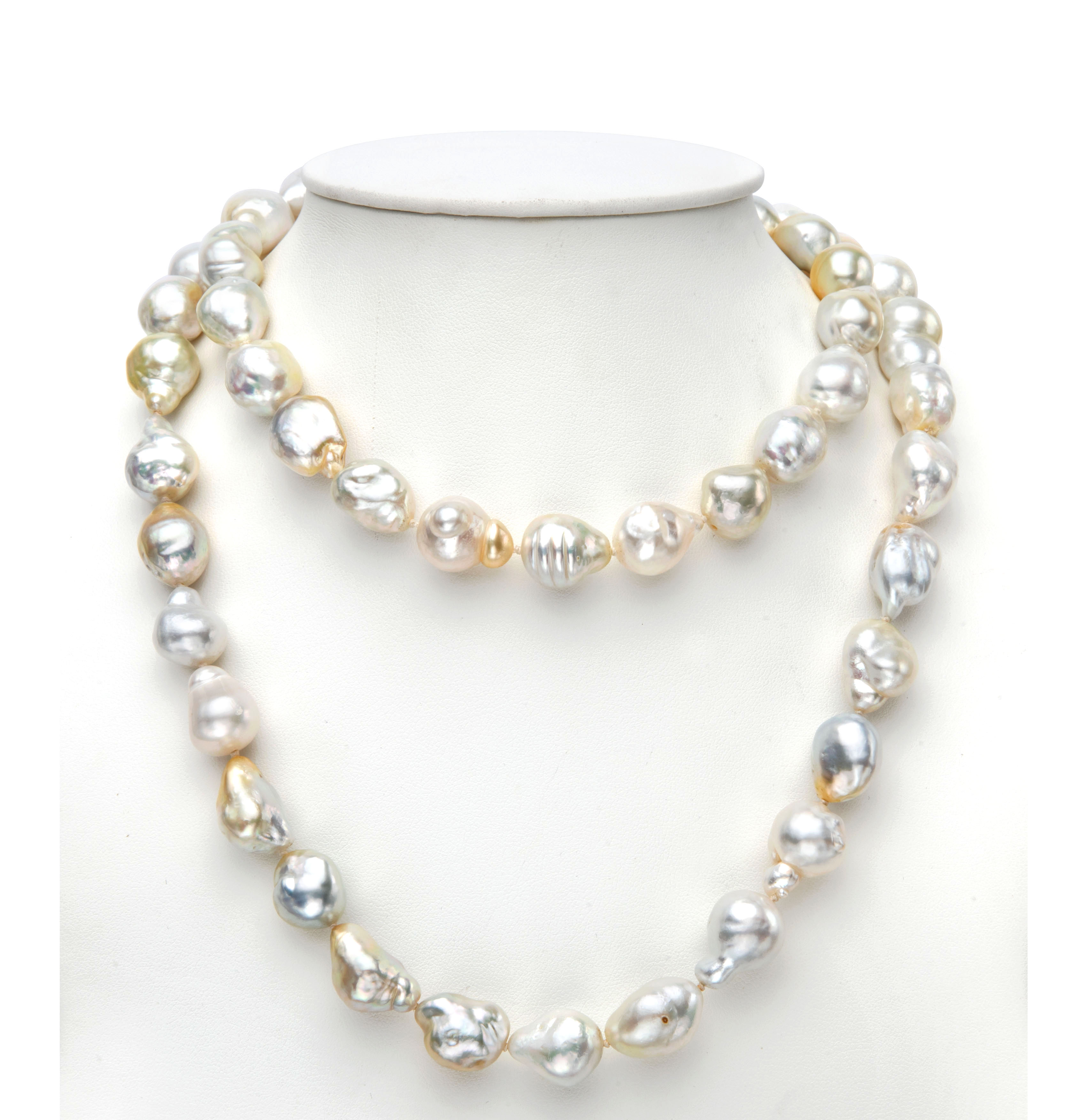 Silver Baroque Pearls Necklace – Minkas Furs