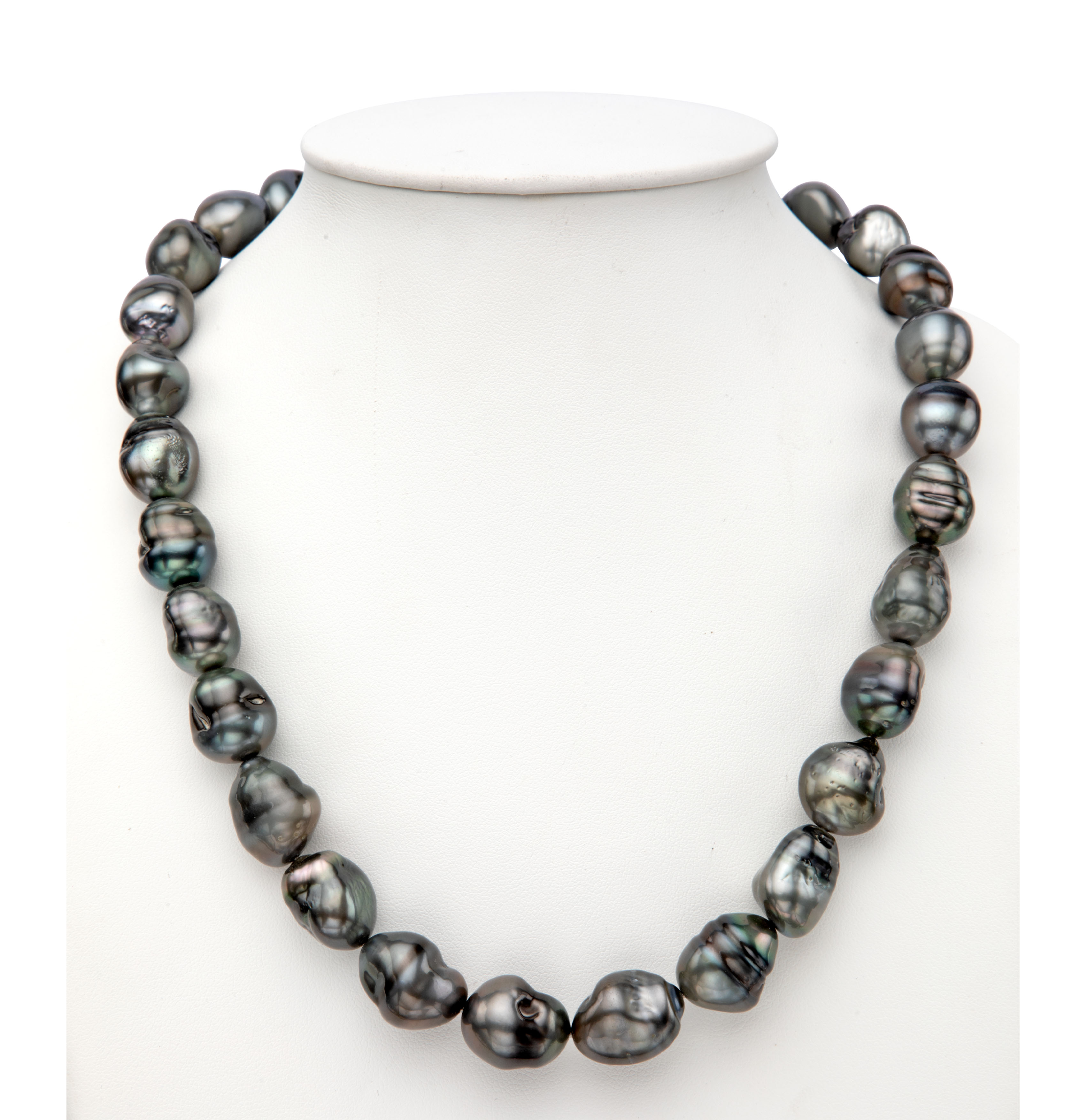 Three Rows Oval Black Pearl Necklace - Modi Pearls