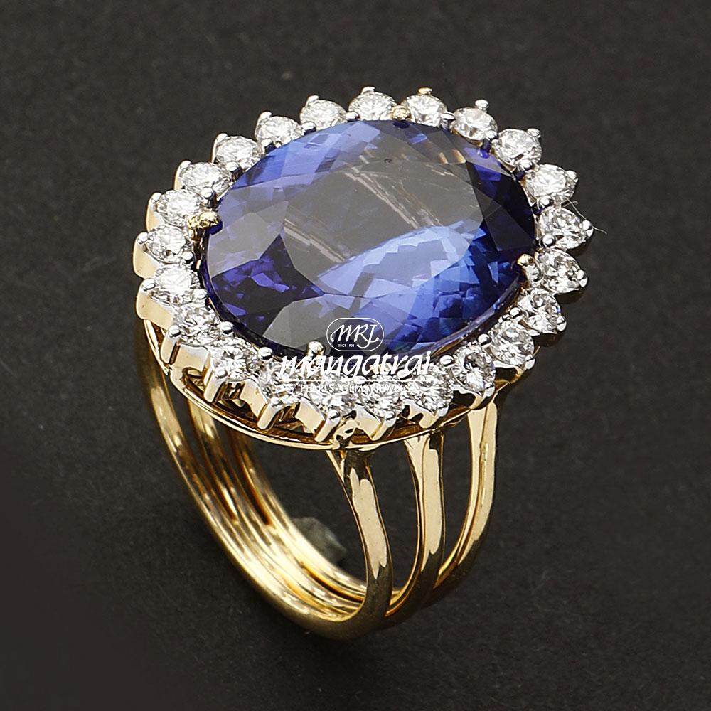 Dark Blue Emerald Cut Sapphire Halo Engagement Ring | Berlinger Jewelry