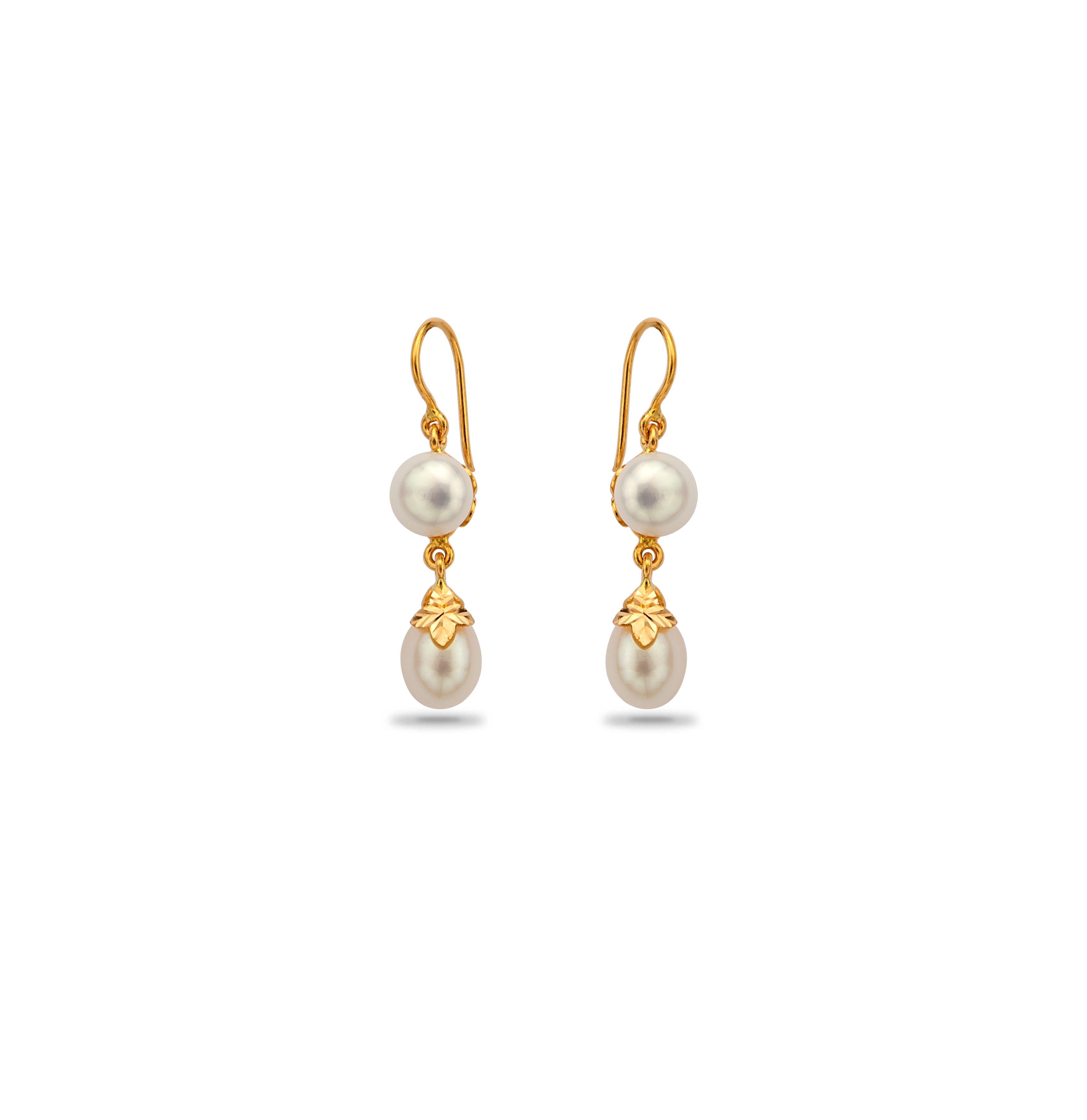 Solid Gold Large Pearl Drop Hoop Earrings – Lily & Roo