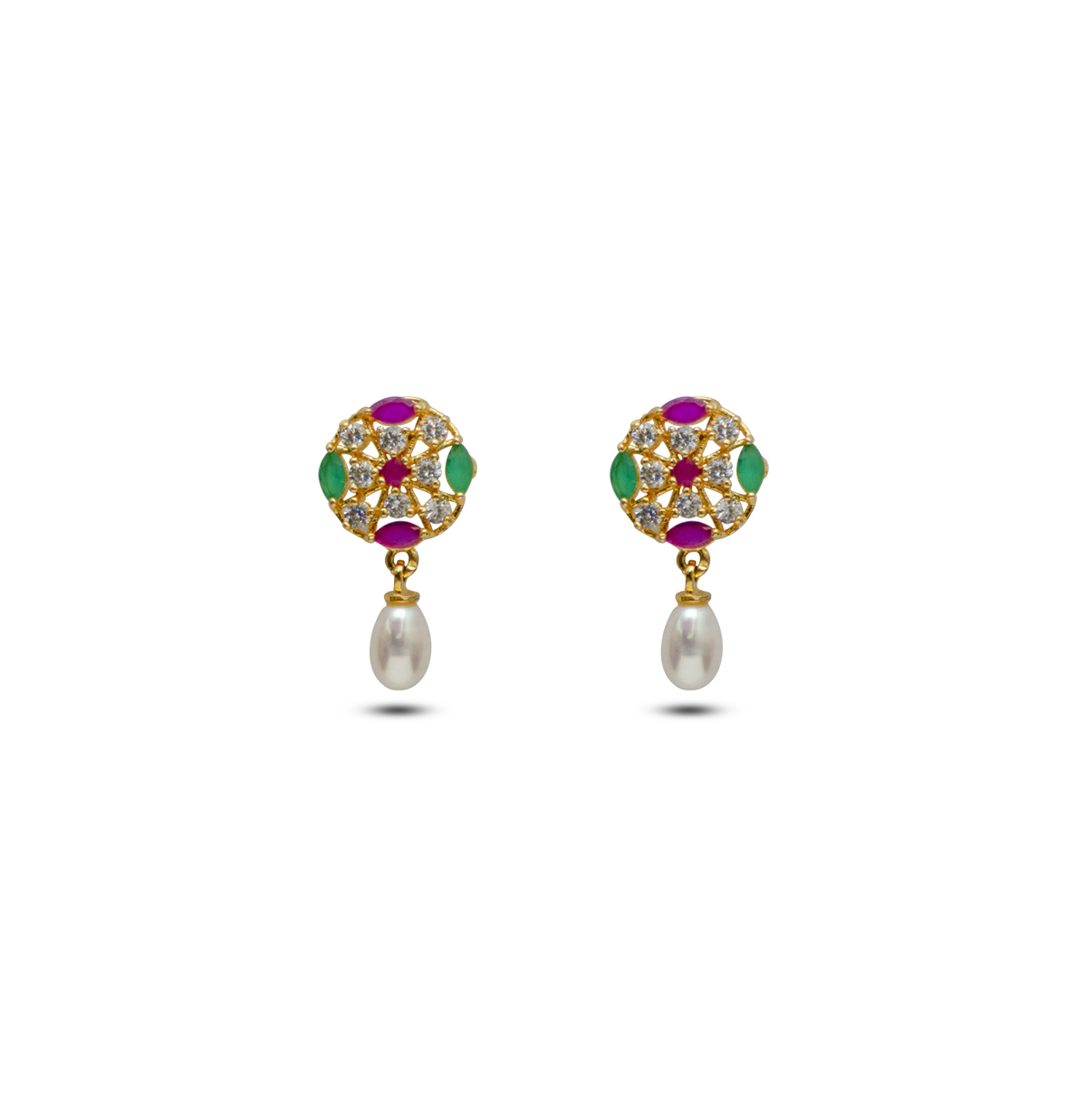 Priyaasi Red & Green Beaded Earrings for Women | Drop of Pearls | Stone-Studded  |