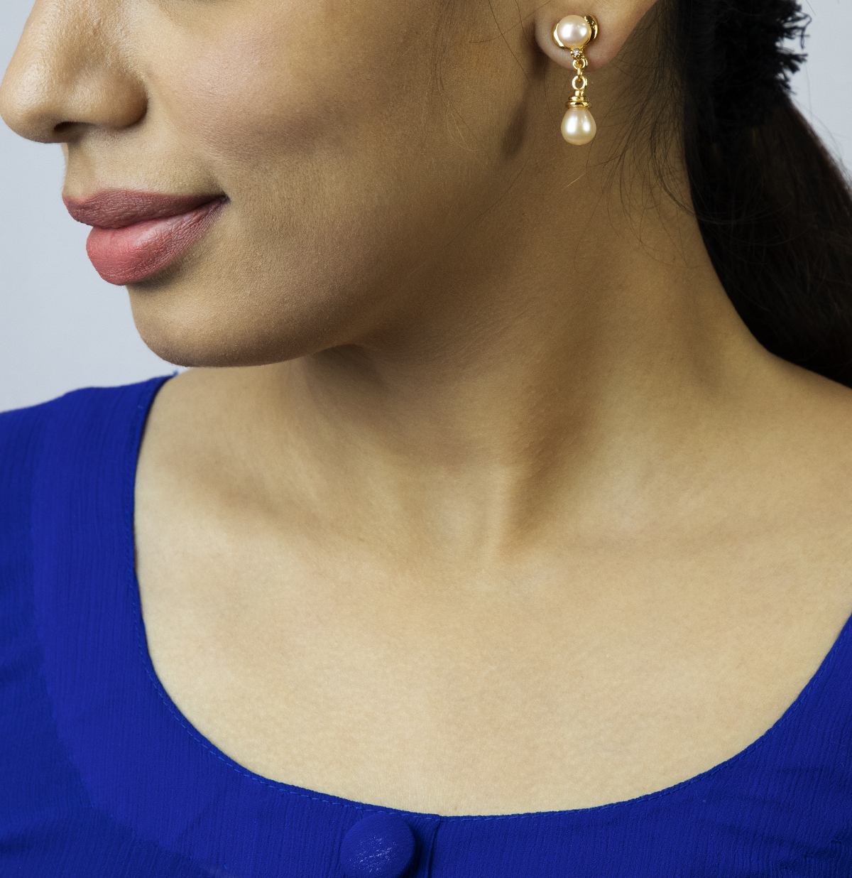 Vintage Art Deco Style 14K Gold Pearl Dangle Earrings – Boylerpf