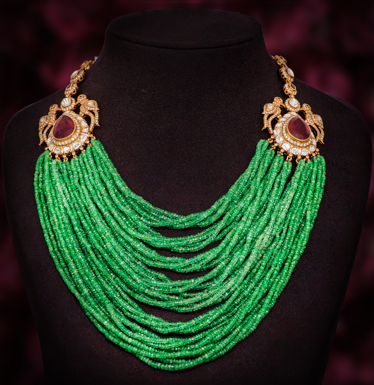 Exotic Diamond With Pearls And Emeralds Beads Side Mangatrai Pearls Jewellers