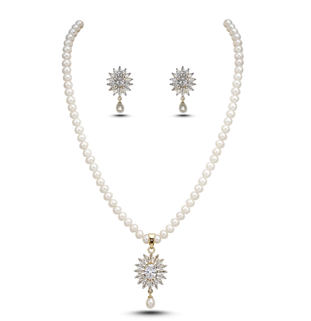 Simply Silver Snowflake Cubic Zirconia Pendant Necklace & Stud Earrings  Jewellery Set, Silver at John Lewis & Partners